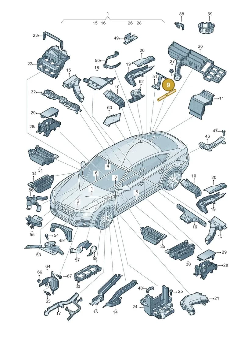 4G8971820 — Audi A7 Sportback (2014-2018) diagram 788971800, position 9