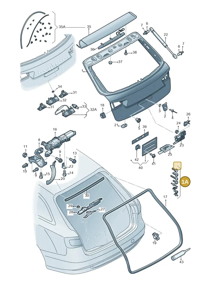 4G9098617A — Audi A6 (2014-2018) diagram 717827100, position 1A