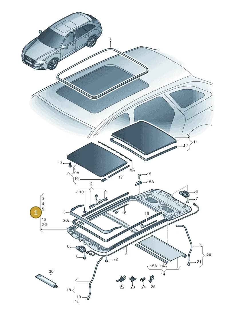 4G9877049C — Audi A6 (2014-2018) diagram 717877100, position 1