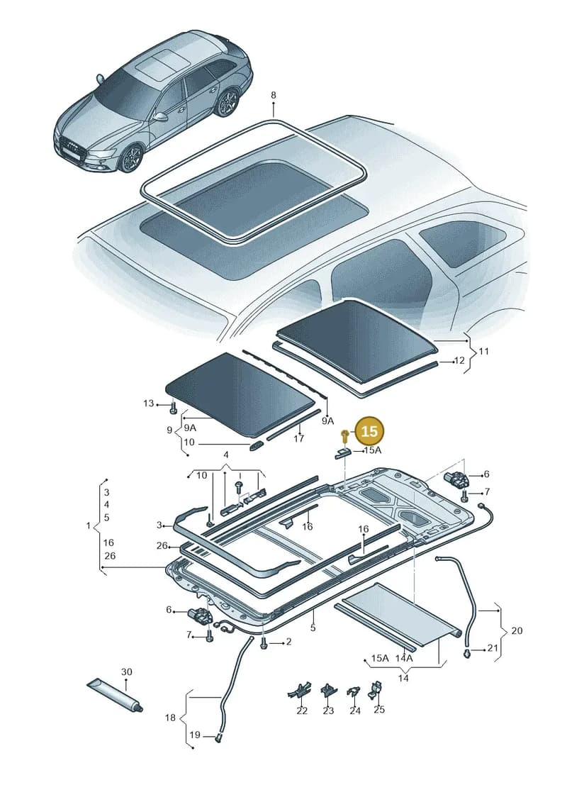 4G9898813B — Audi A6 (2014-2018) diagram 717877100, position 15