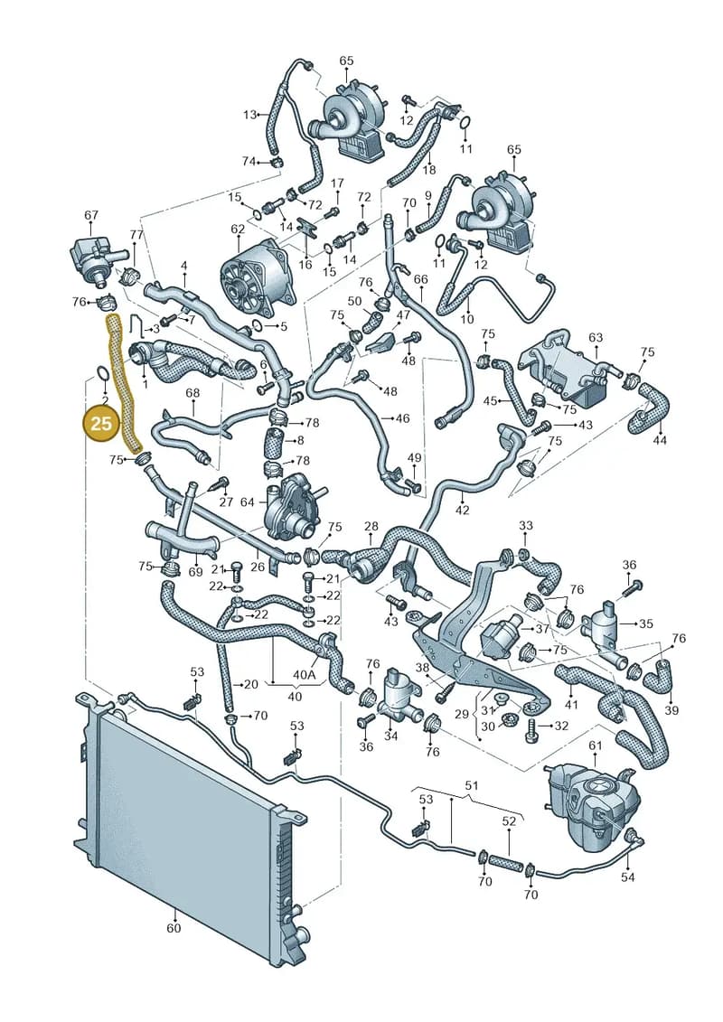 4H0121053E — Audi A8L qu. 3.0 TDI (2009-2014) diagram 696121180, position 25