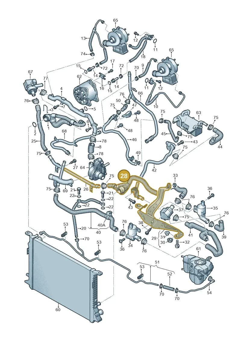 4H0121104H — Audi A8L qu. 3.0 TDI (2009-2014) diagram 696121180, position 28