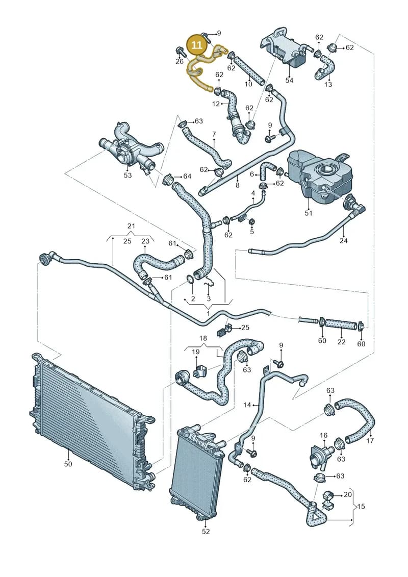 4H0121485AB — Audi A8 (2013-2018) diagram 696121370, position 11