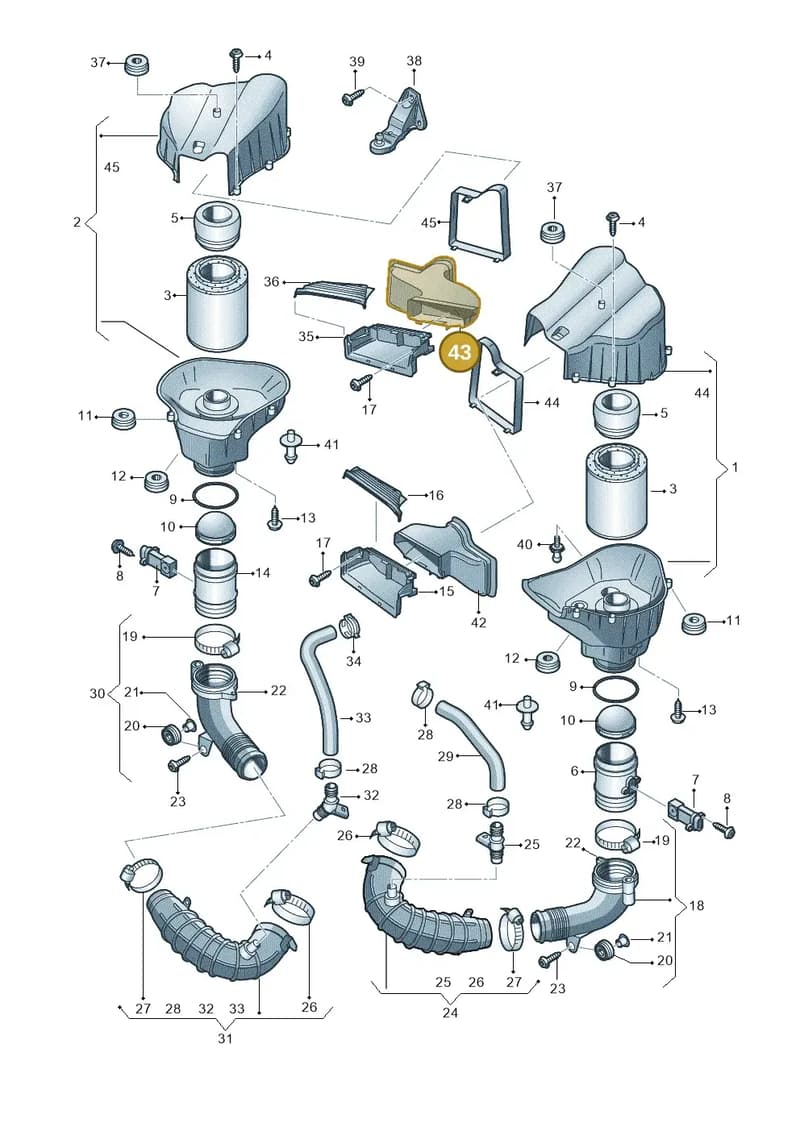 4H0129510B — Audi A8 (2013-2018) diagram 696129100, position 43