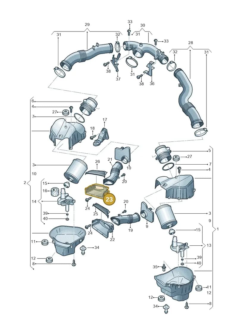 4H0129628AB — Audi A8 (2013-2018) diagram 696133350, position 23