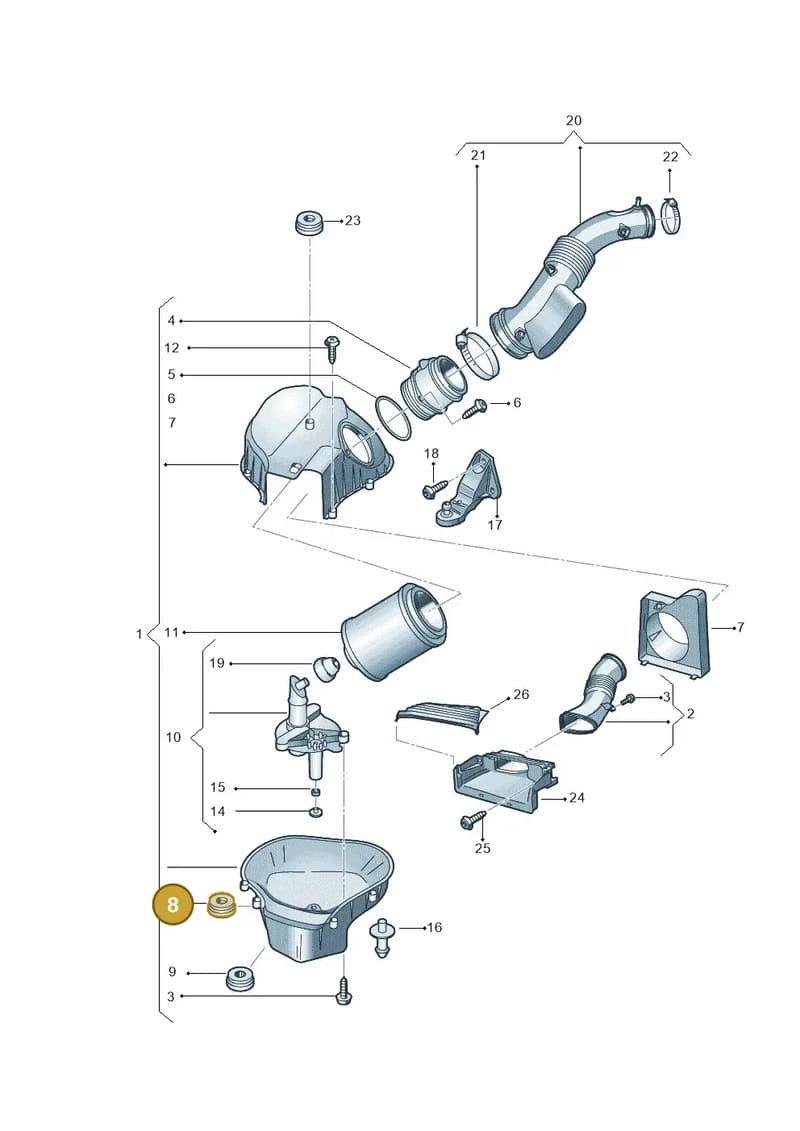 4H0129669E — Audi A8 (2013-2018) diagram 696133140, position 8