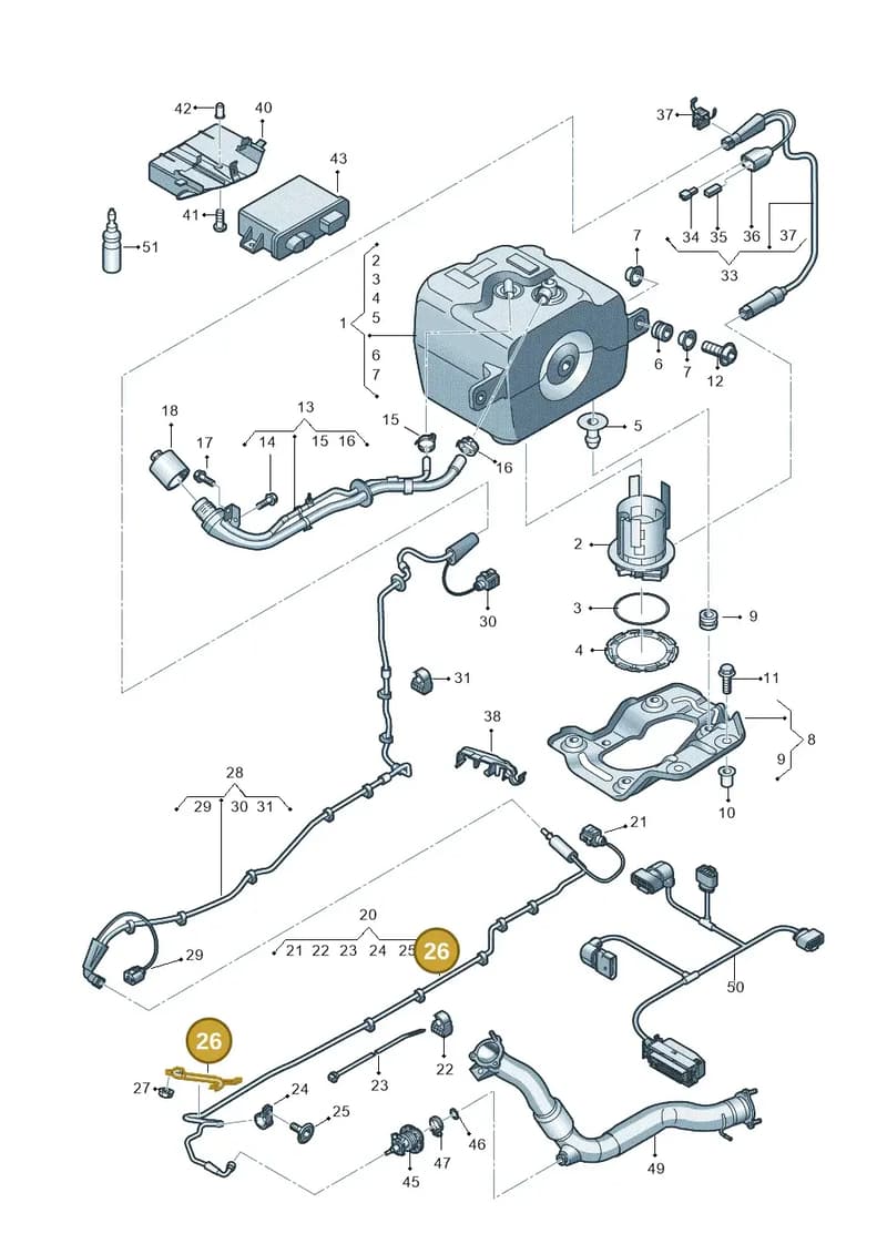 4H0131713B — Audi A8L qu. 3.0 TDI (2009-2014) diagram 696201150, position 26