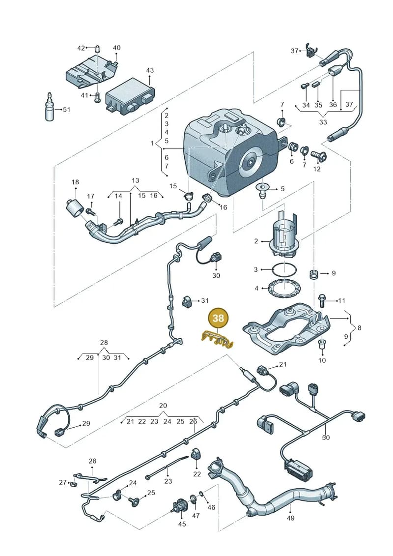 4H0131713C — Audi A8L qu. 3.0 TDI (2009-2014) diagram 696201150, position 38