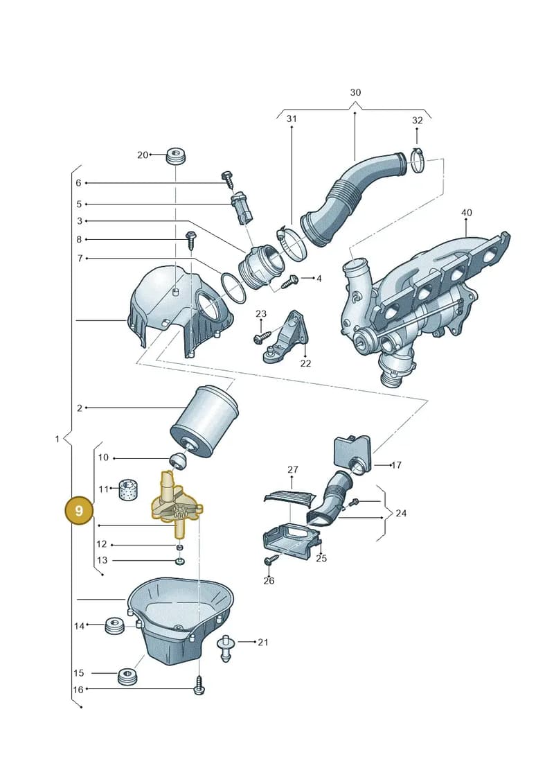 4H0133039A — Audi A8 (2013-2018) diagram 696133020, position 9