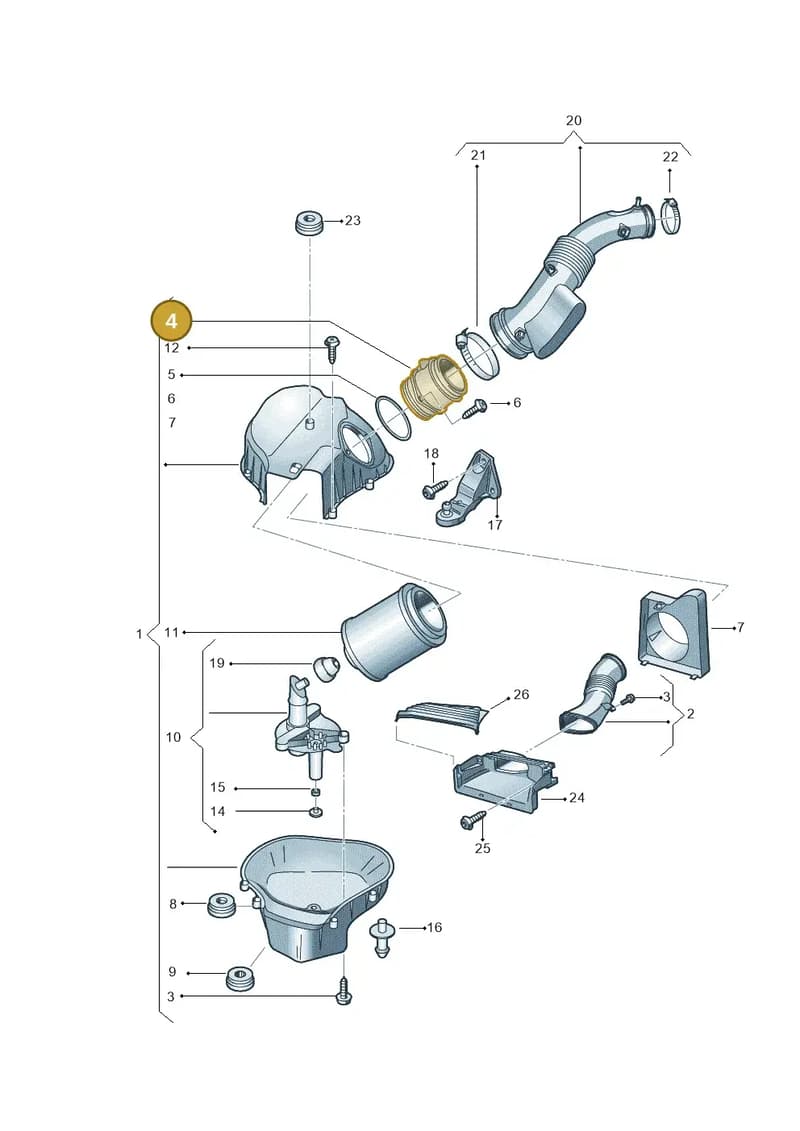 4H0133384J — Audi A8 (2013-2018) diagram 696133140, position 4