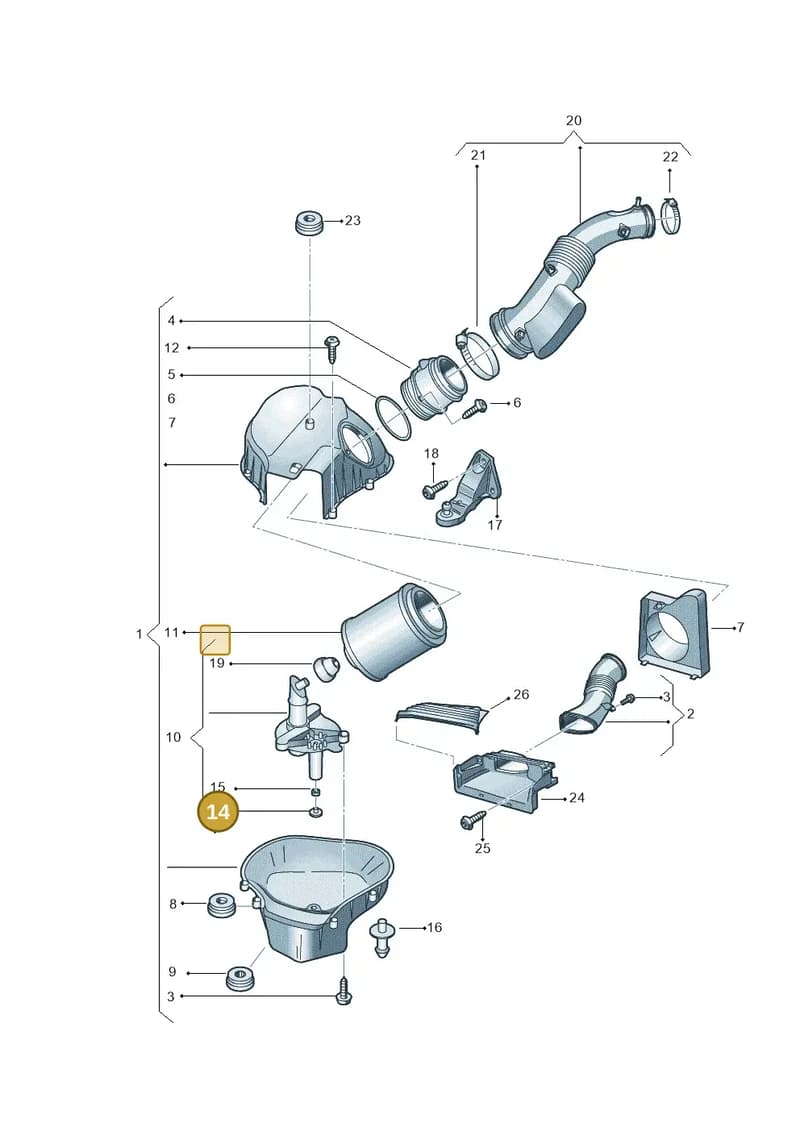 4H0133434A — Audi A8 (2013-2018) diagram 696133140, position 14