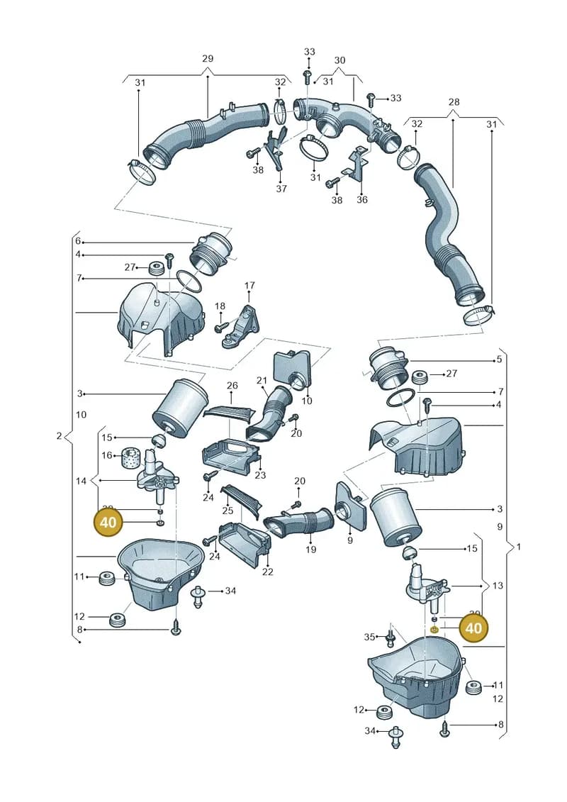 4H0133434A — Audi A8 (2013-2018) diagram 696133350, position 40