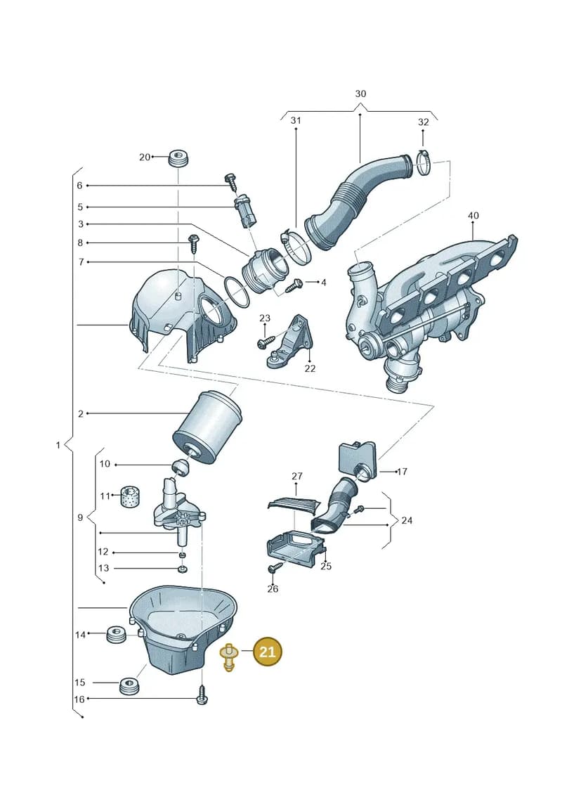 4H0133615B — Audi A8 (2013-2018) diagram 696133020, position 21