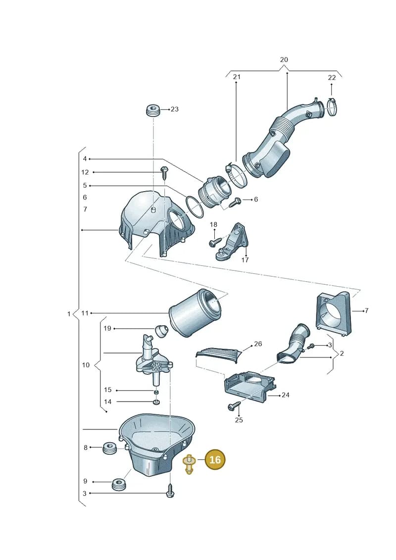 4H0133615B — Audi A8 (2013-2018) diagram 696133140, position 16
