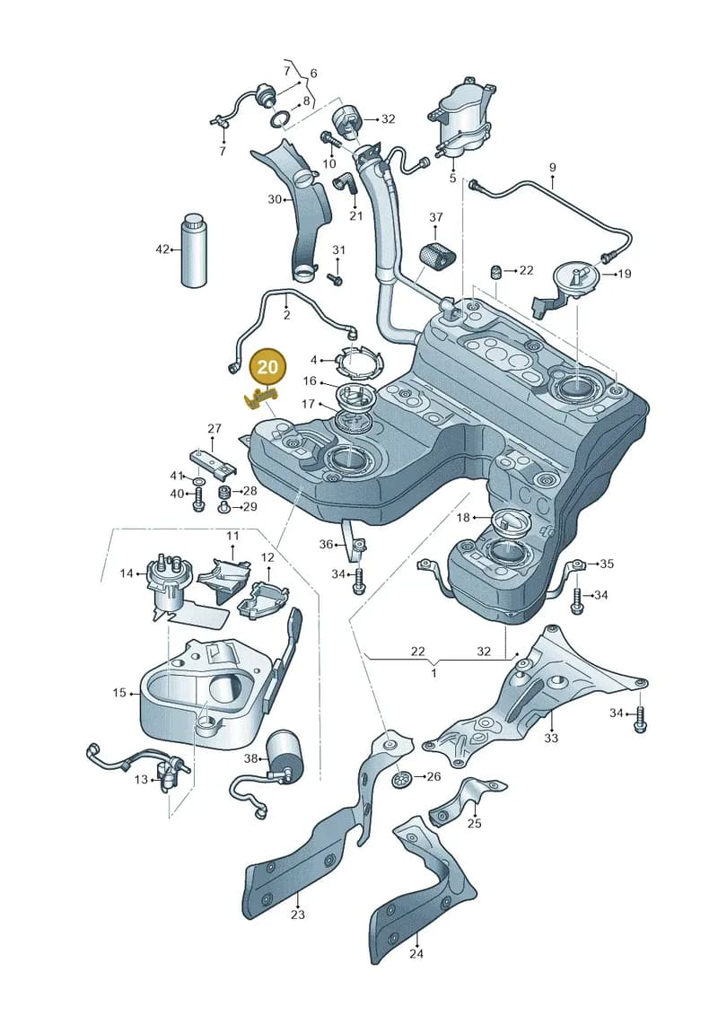 4H0201128A — Audi A8 (2013-2018) diagram 696201000, position 20