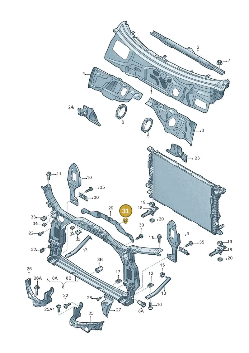 4H0201449B — Audi RS4 Av. qu. 4.2 (2012-2015) diagram 695805000, position 31
