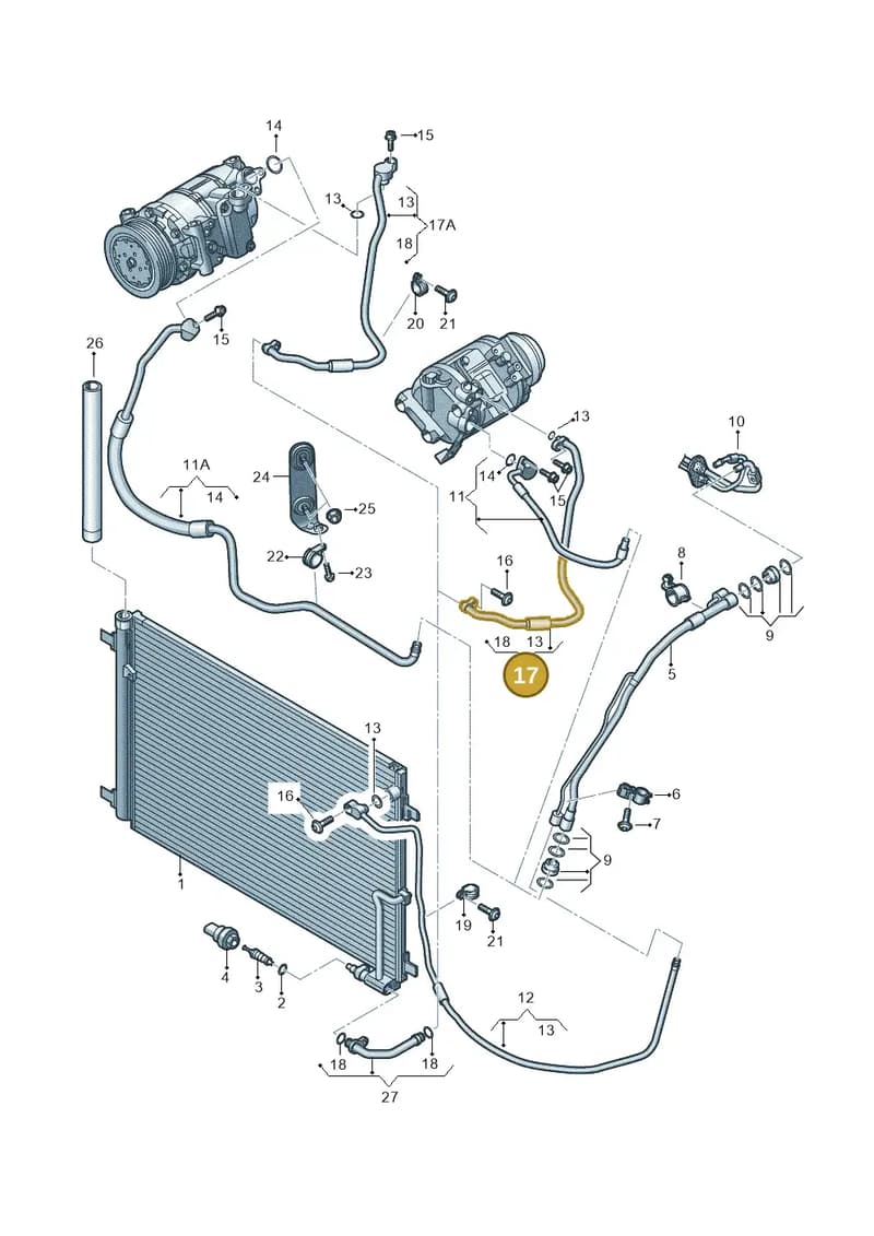 4H0260701AC — Audi A8L qu. 3.0 TDI (2009-2014) diagram 696260400, position 17