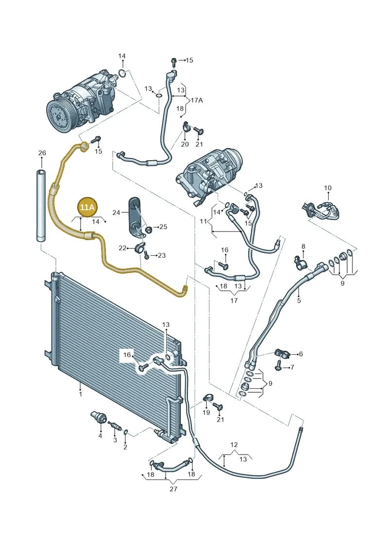 4H0260707AB — Audi A8L qu. 3.0 TDI (2009-2014) diagram 696260400, position 11A