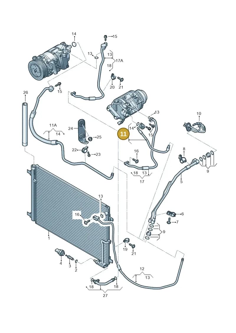 4H0260707AH — Audi A8L qu. 3.0 TDI (2009-2014) diagram 696260400, position 11