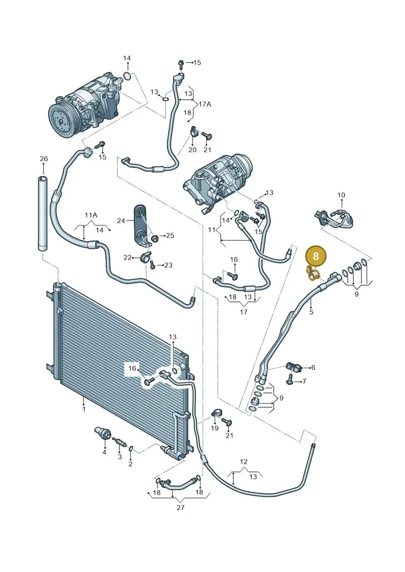 4H0260835C — Audi A8L qu. 3.0 TDI (2009-2014) diagram 696260400, position 8