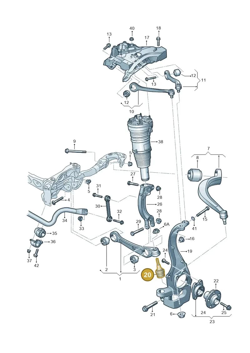 4H0407689A — Audi A8L qu. 3.0 TDI (2009-2014) diagram 696407010, position 20