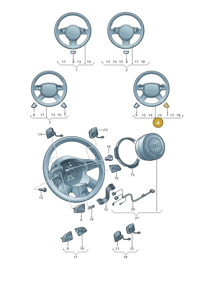 4H0419091AAINY — Audi A8L qu. 3.0 TDI (2009-2014) diagram 696419000, position 4
