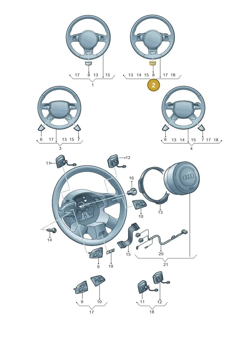 4H0419091AEINY — Audi A8L qu. 3.0 TDI (2009-2014) diagram 696419000, position 2
