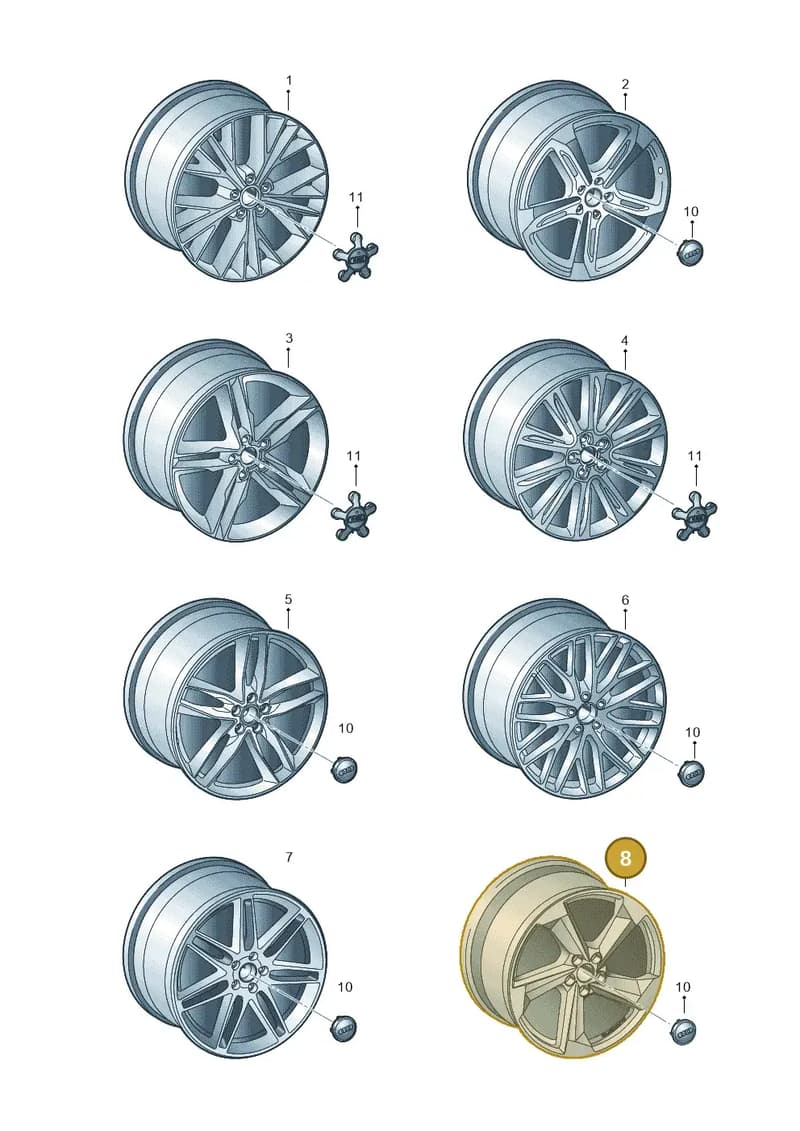 4H0601025DB — Audi A7 Sportback (2014-2018) diagram 788601910, position 8