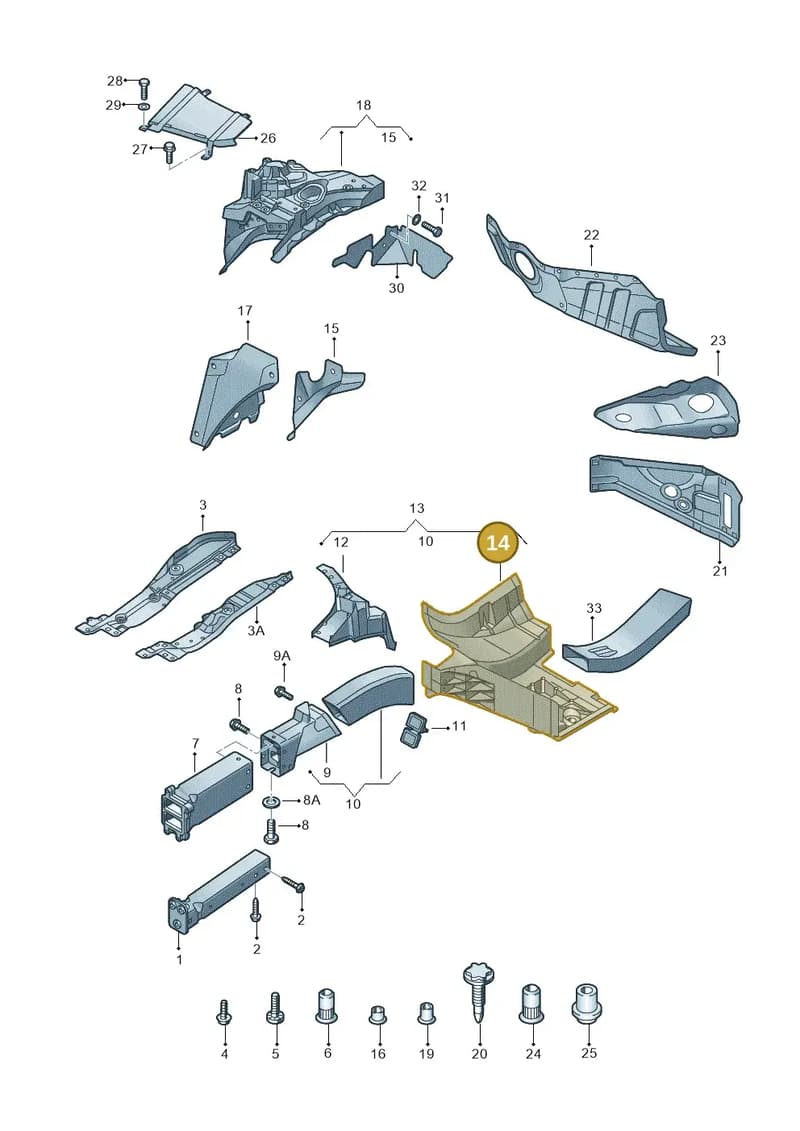 4H0805113TA — Audi A8 (2013-2018) diagram 696805100, position 14