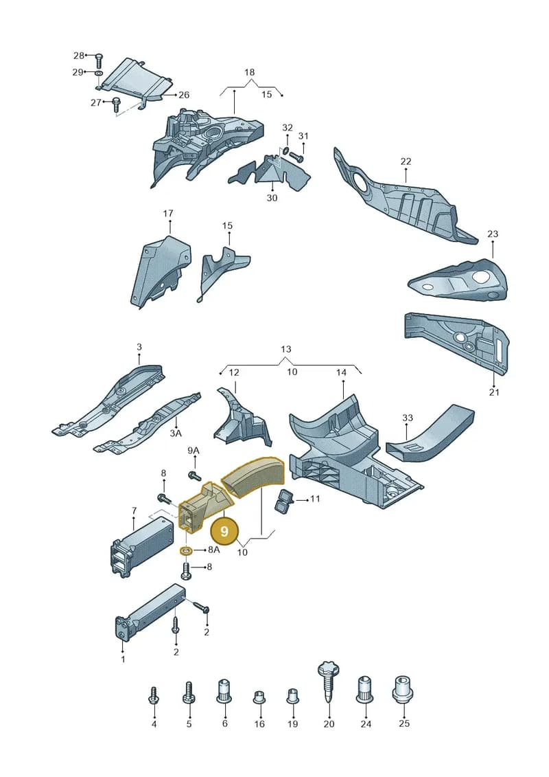4H0805124D — Audi A8 (2013-2018) diagram 696805100, position 9
