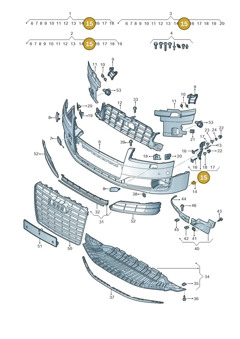 4H0807132B — Audi A8 (2013-2018) diagram 771807100, position 15