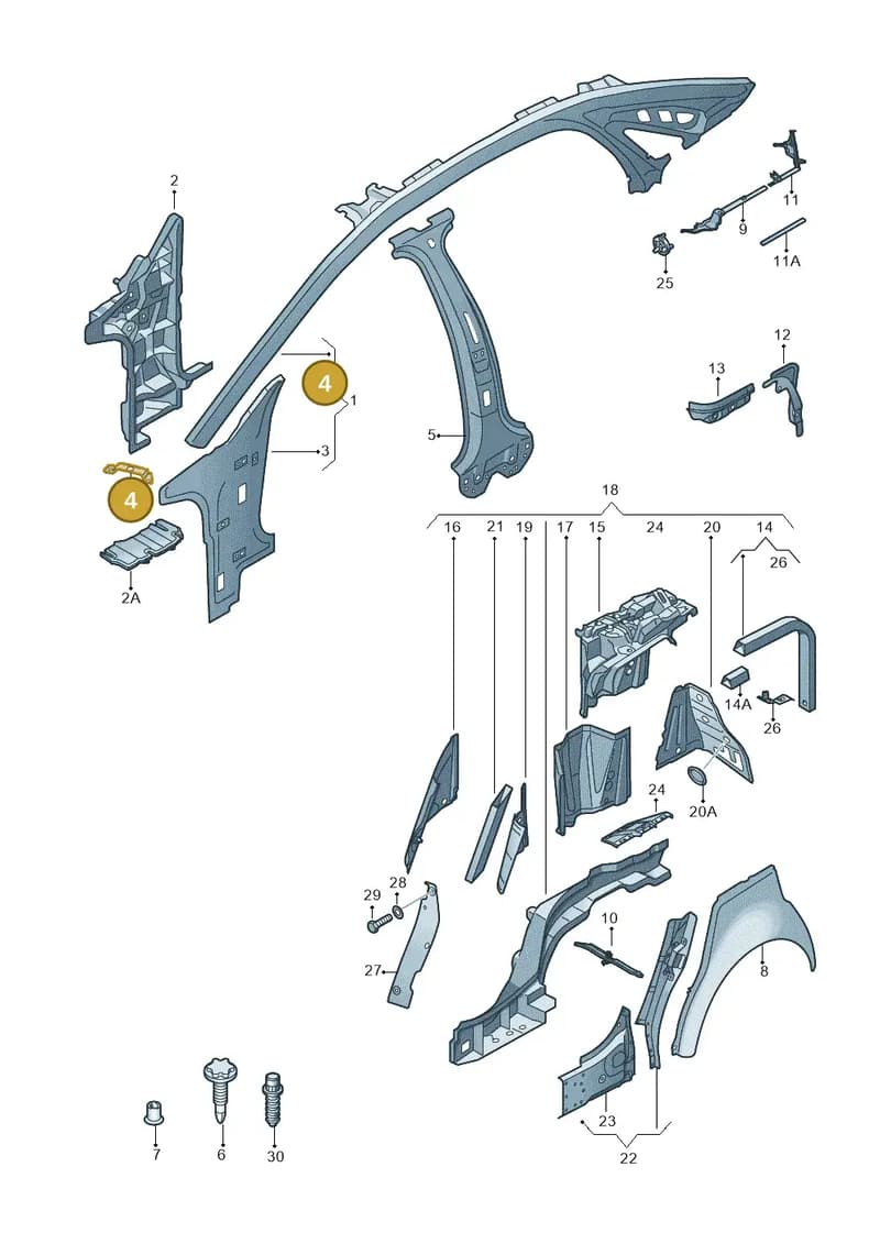 4H0809117B — Audi A8 (2013-2018) diagram 696809000, position 4