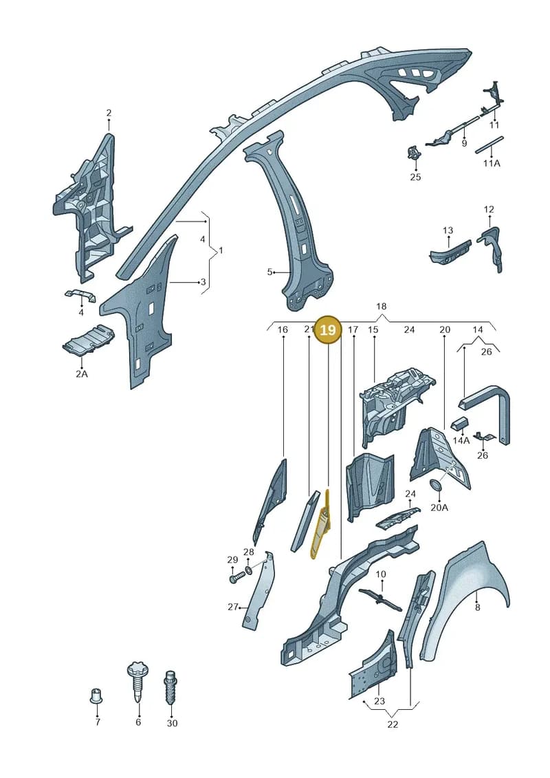 4H0809342TA — Audi A8 (2013-2018) diagram 696809000, position 19