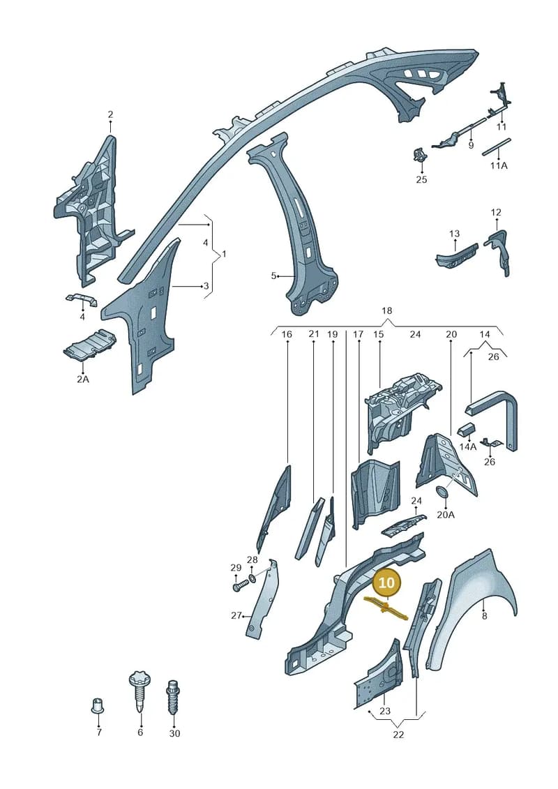 4H0809647B — Audi A8 (2013-2018) diagram 696809000, position 10
