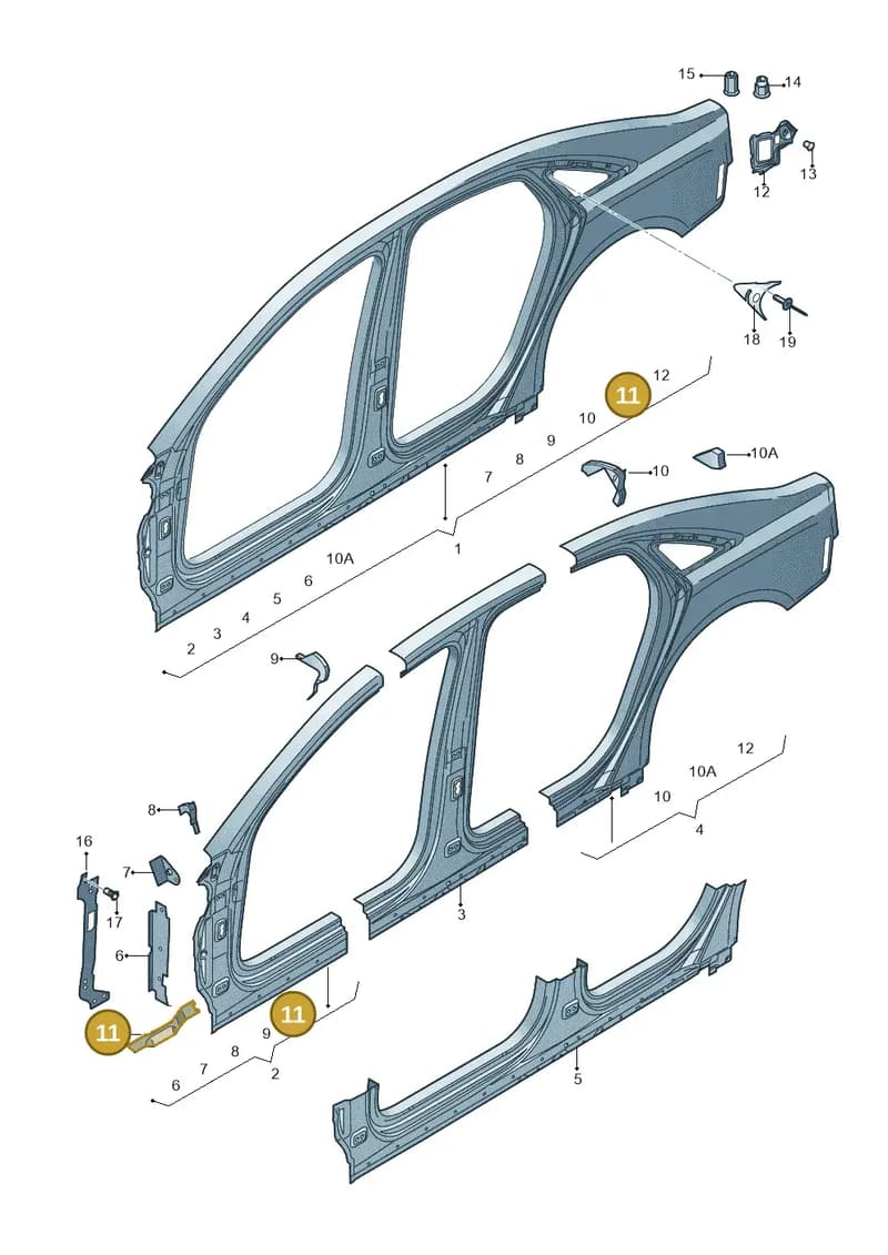 4H0809801B — Audi A8 (2013-2018) diagram 696809500, position 11