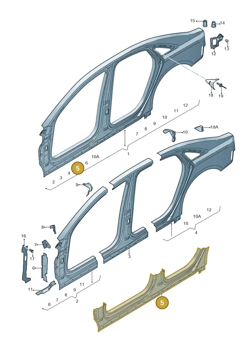 4H0809838A — Audi A8 (2013-2018) diagram 696809500, position 5