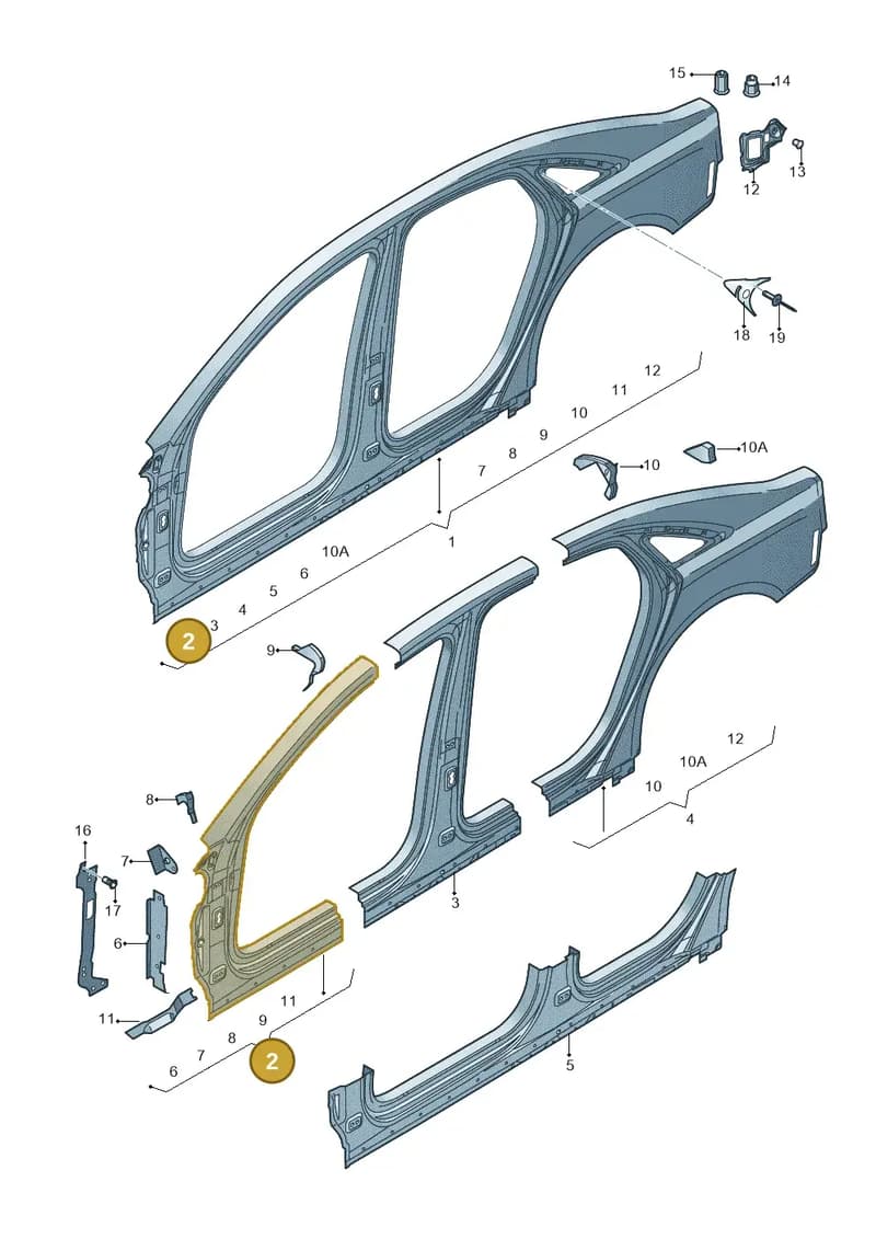 4H0809849A — Audi A8 (2013-2018) diagram 696809500, position 2