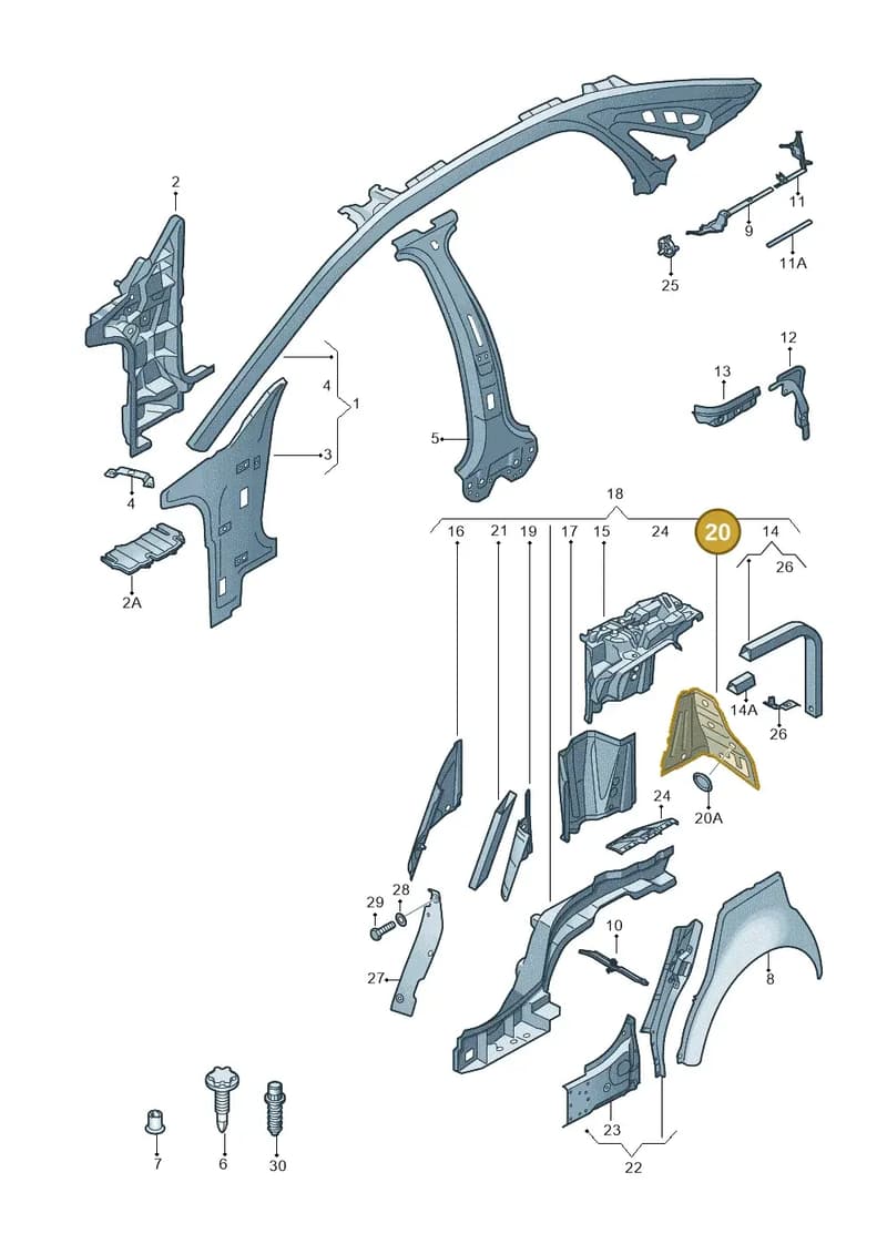 4H0810117TC — Audi A8 (2013-2018) diagram 696809000, position 20
