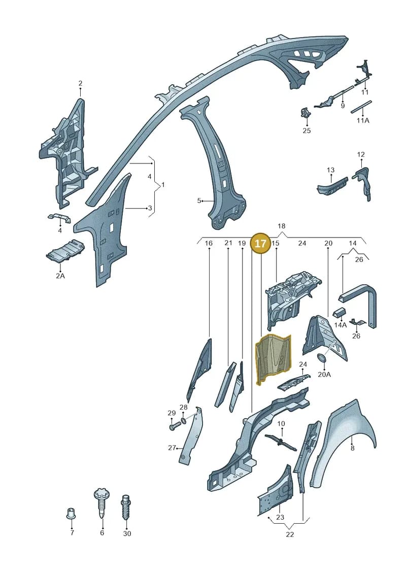 4H0810363TB — Audi A8 (2013-2018) diagram 696809000, position 17