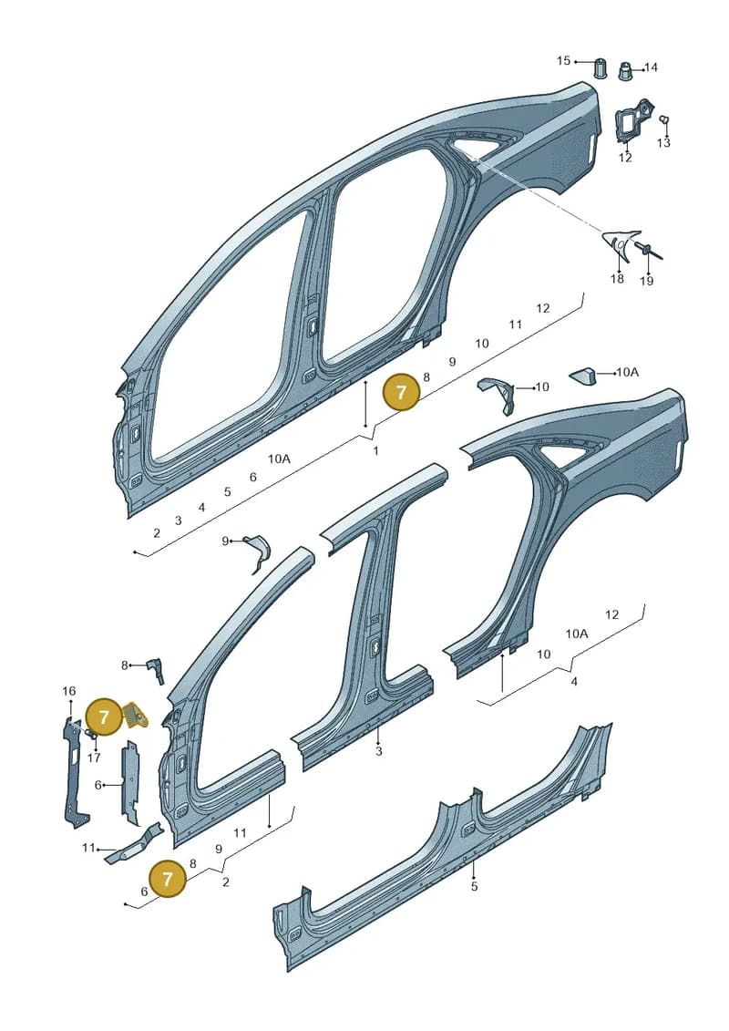4H0810659B — Audi A8 (2013-2018) diagram 696809500, position 7