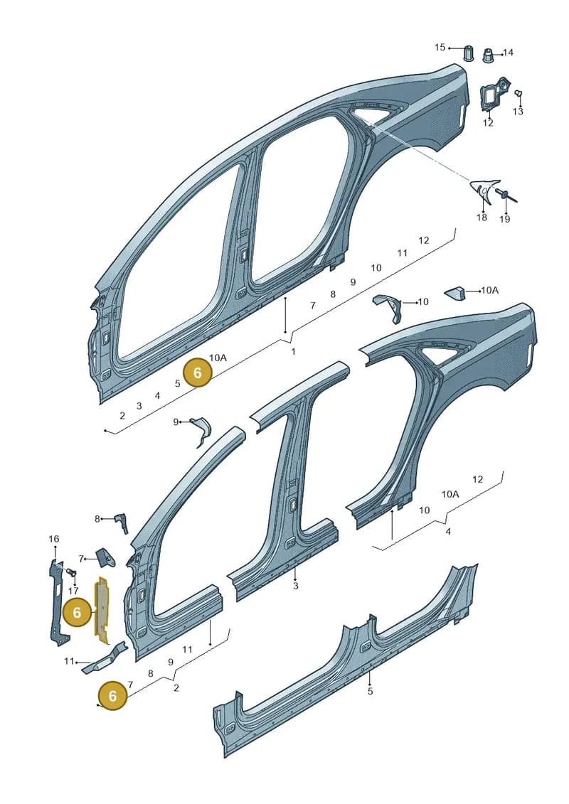 4H0810680B — Audi A8 (2013-2018) diagram 696809500, position 6