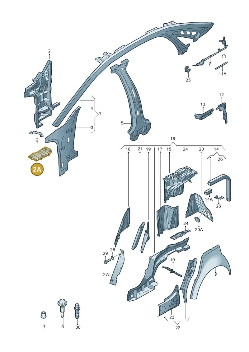 4H0810716B — Audi A8 (2013-2018) diagram 696809000, position 2A