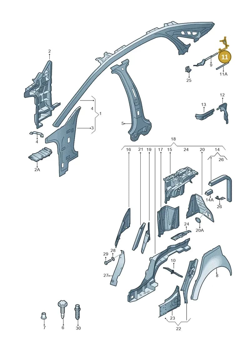 4H0810847C — Audi A8 (2013-2018) diagram 696809000, position 11