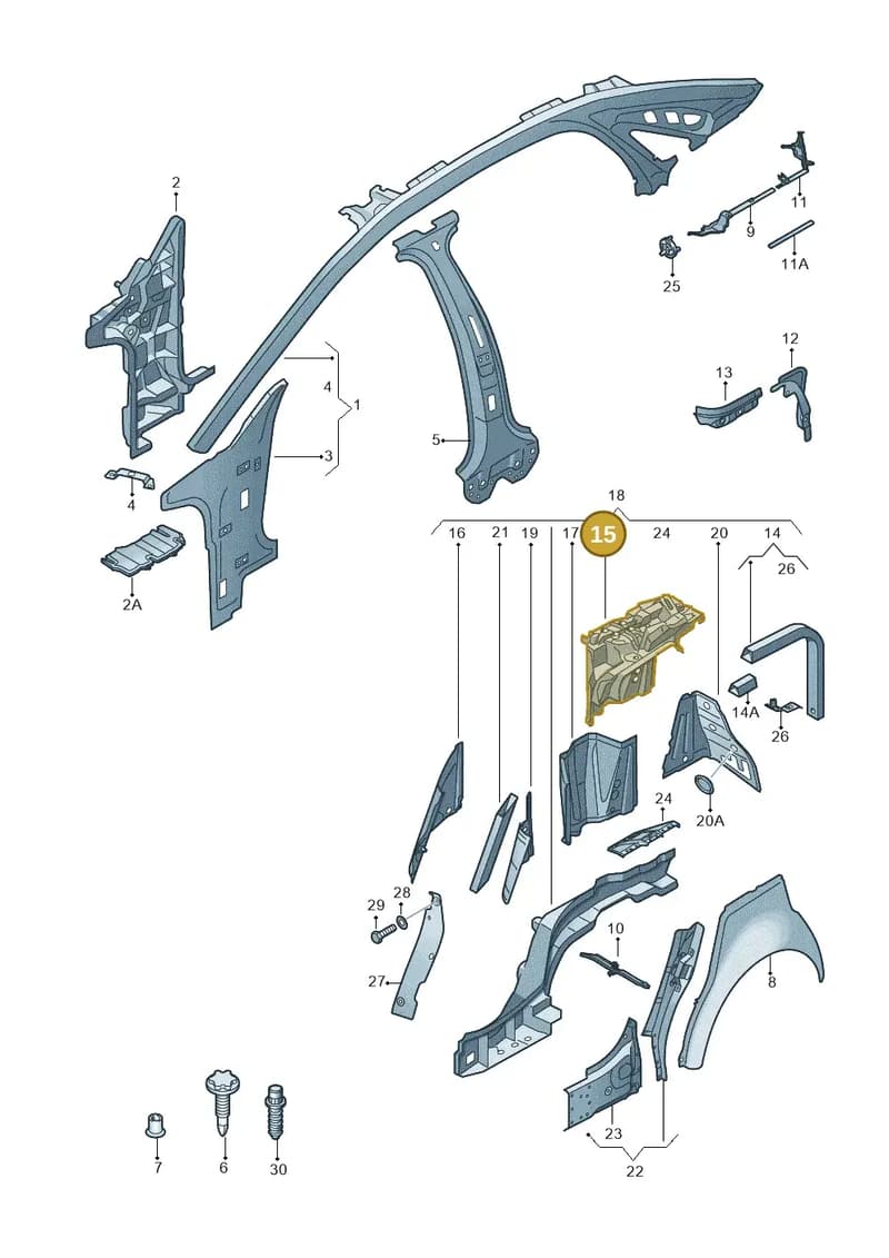 4H0813509TB — Audi A8 (2013-2018) diagram 696809000, position 15