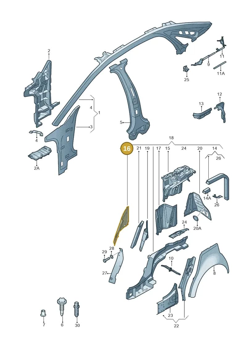 4H0813533TB — Audi A8 (2013-2018) diagram 696809000, position 16