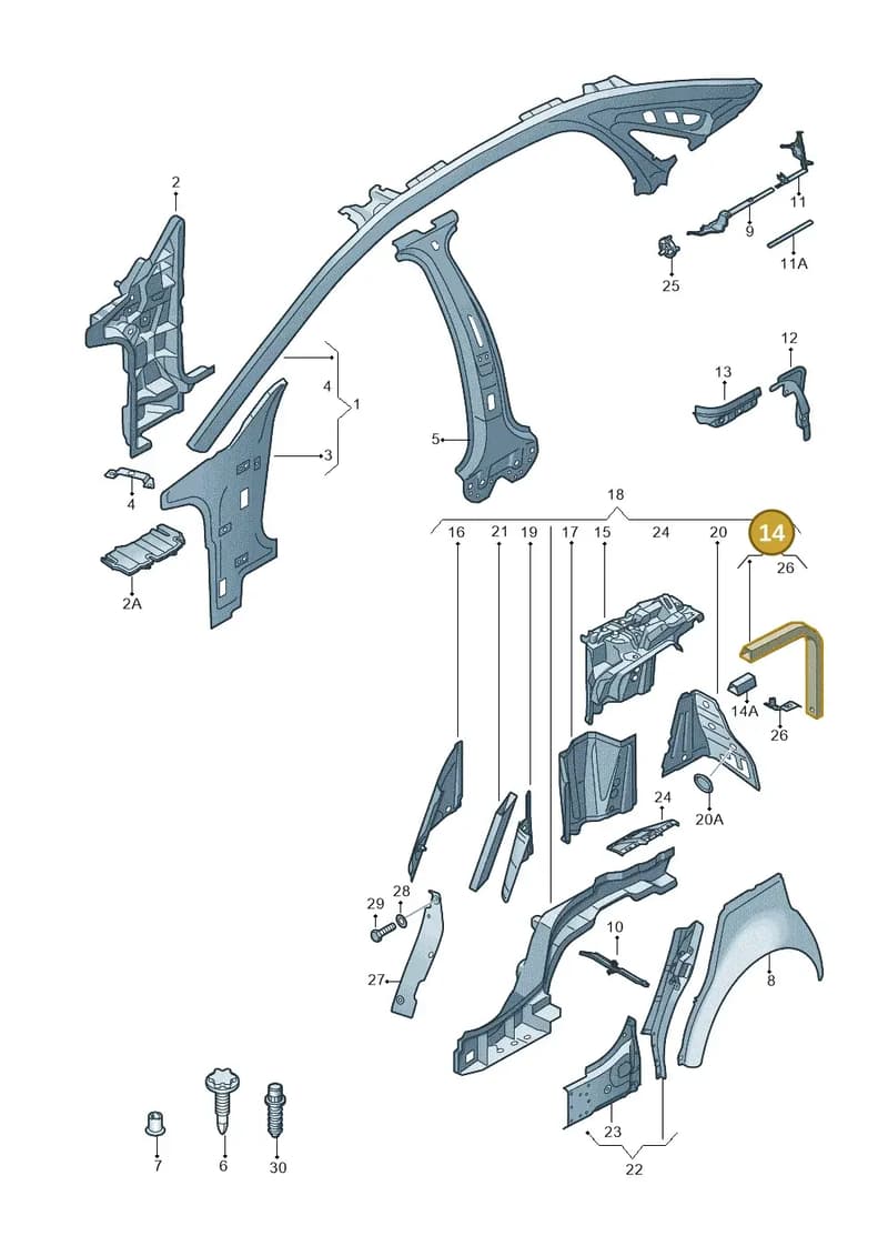 4H0813649TB — Audi A8 (2013-2018) diagram 696809000, position 14
