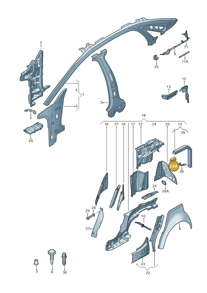 4H0813839 — Audi A8 (2013-2018) diagram 696809000, position 14A