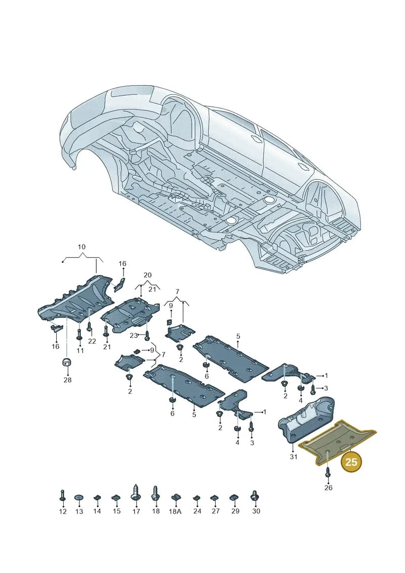 4H0813851C — Audi A8 (2013-2018) diagram 696825100, position 25
