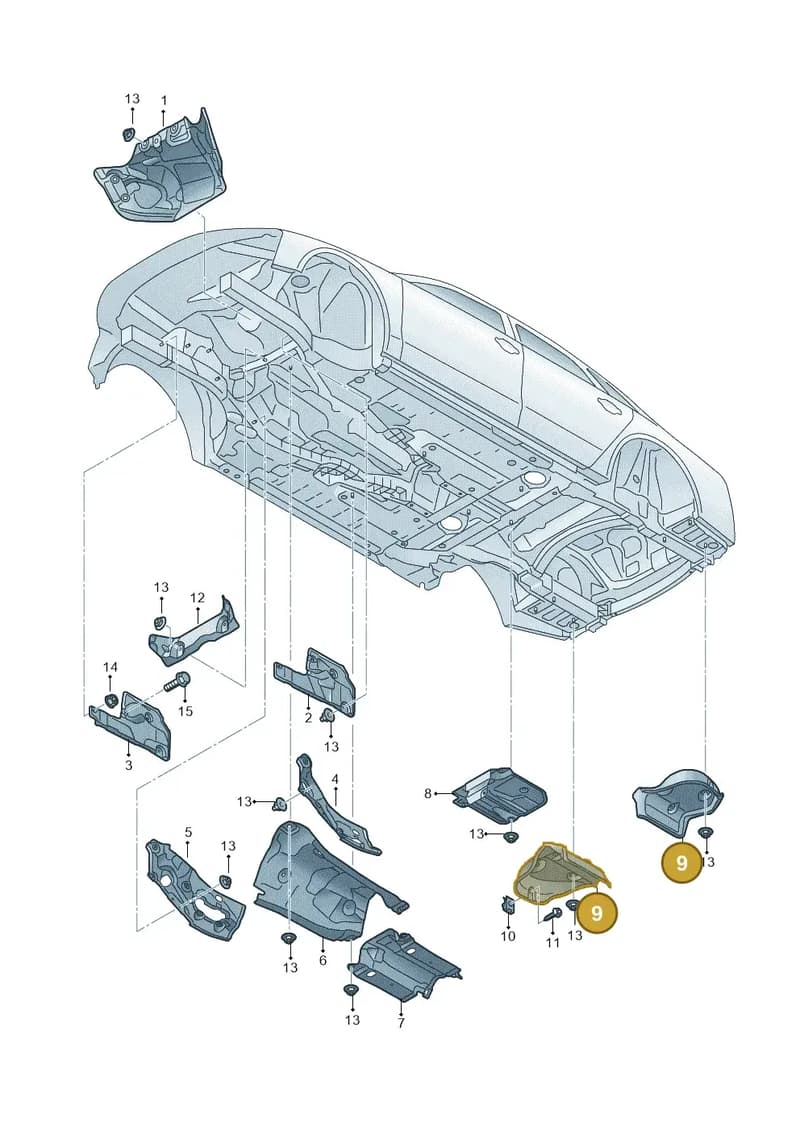 4H0825712D — Audi A8 (2013-2018) diagram 696825500, position 9