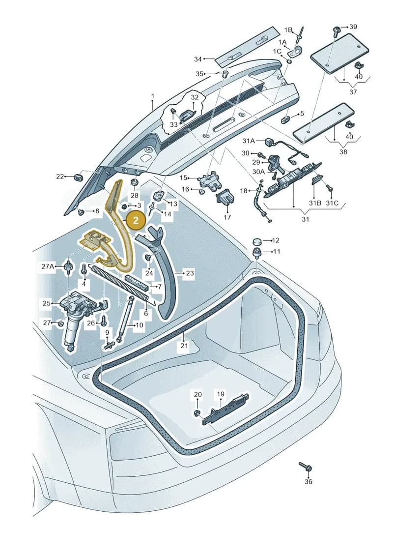 4H0827300E — Audi A8L qu. 3.0 TDI (2009-2014) diagram 696827000, position 2